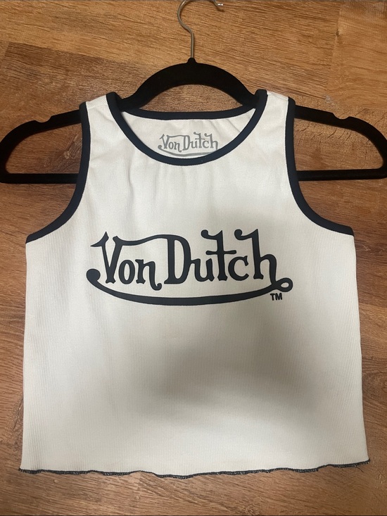 Von Dutch Tops - Von Dutch White Tank with Black Logo Trim for Kids